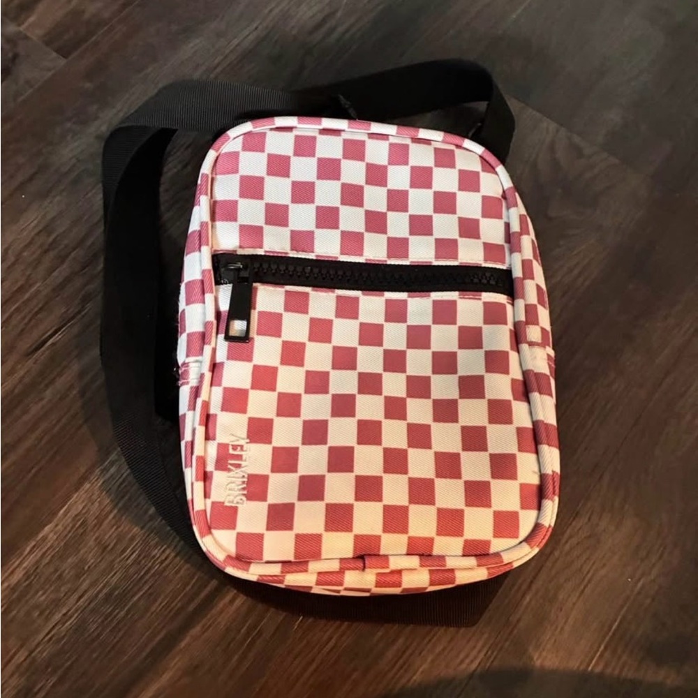 Stylish pink and White Checkered Crossbody Bag
